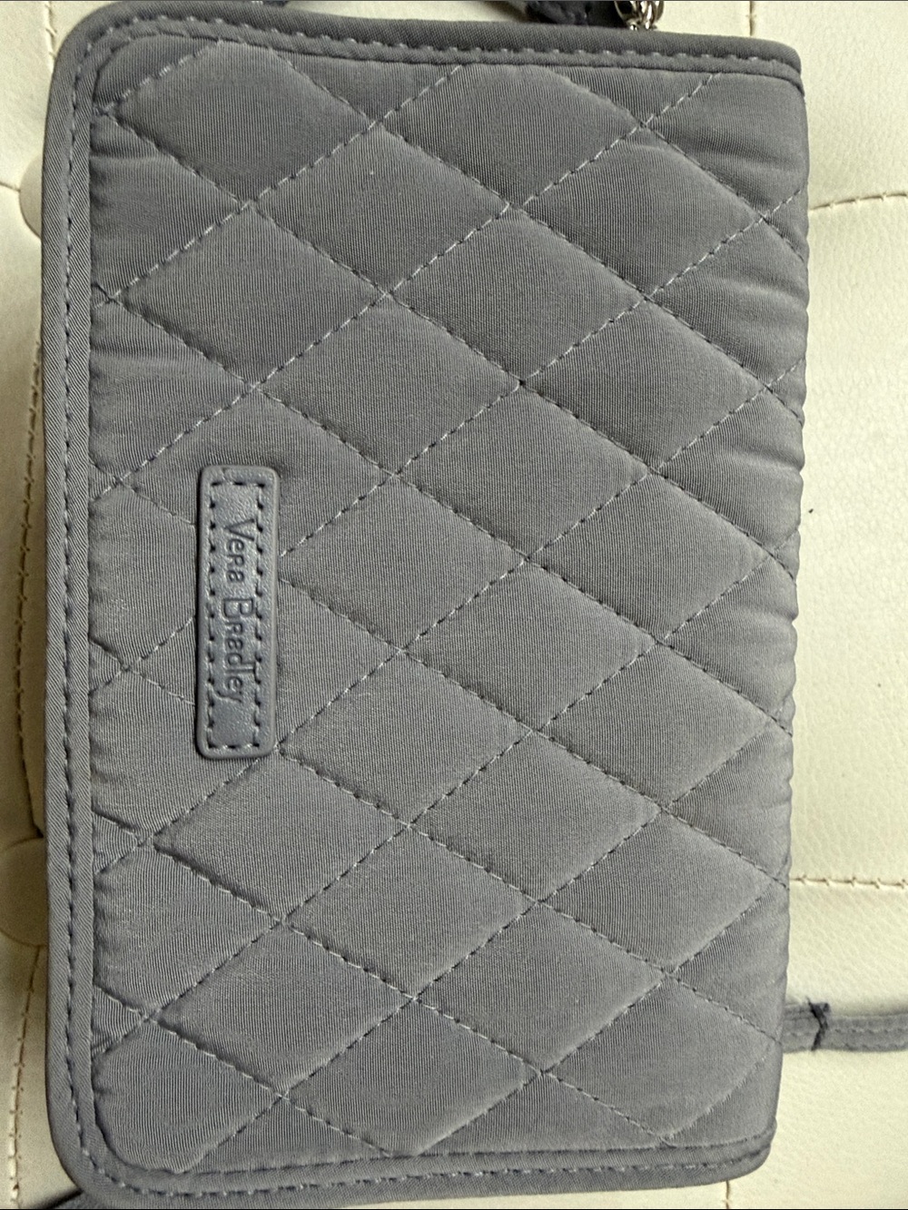 Vera Bradley Quilted Gray Zip Wallet with Detachable Strap